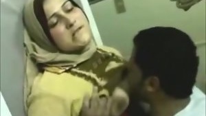 Hijab porn movie showing a good-looking brunette with hot tits