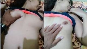 Super Hot Look Desi Gf jerks off her pussy with her fingers and tight shaved pussy that's being fucked hard by her lover