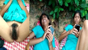 Desi Indian girl showing off her hairy pussy for the cam