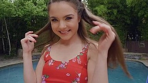Poolside fucking session with an adorable teen girl