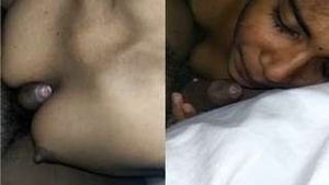 Pretty Indian girl Desi gives a blowjob and titty fuck