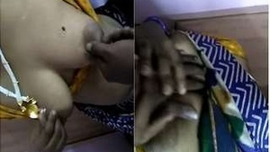 Exclusive Desi Lusty Maid Pressing Her Breasts by the Landlord