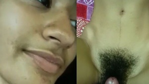 Hairy pussy first-time fucking with a really wet babe