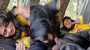 Paki college girl gives blowjob to her boyfriend in the car