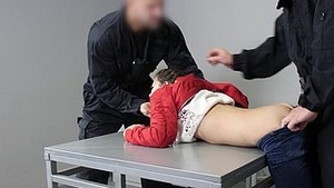 Hawkshaw and surprise teen Cindy Shine get brutally fucked by two security guards