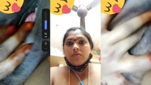 Beautiful wife showing her black pussy in VC