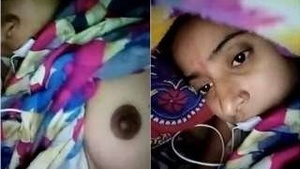 Indian girl Desi's boobs on a video call