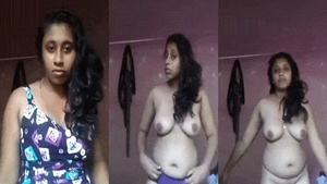 Busty Indian college student striptease video
