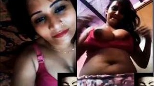 Sexy Desi Bhabhi shows her tits to her lover on a video call
