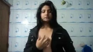 Bengali teenage college student strips selfies video