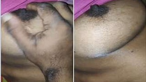 Desi Boudi Squeezes her tits and gets laid