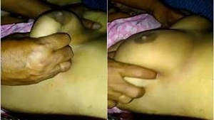 Sexy Wife with Big Tits Presses Husband