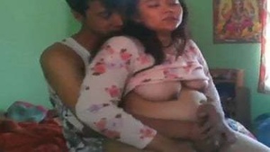 Desi Indian sex video of wife with big tits playing with real college guy