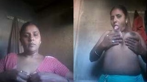 Exclusive Desi Bhabhi gets naked and Sucks Her Tits Recording Selfies For Lover