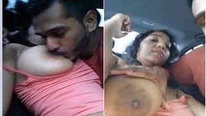 Exclusive Desi NRI boob sucking and car blowjob