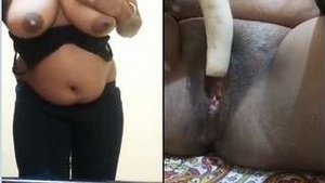 A horny Desi Bhabhi with her big tits and intercourse with Moolie