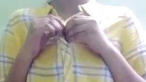 Beautful girl striping shirt and video for lover