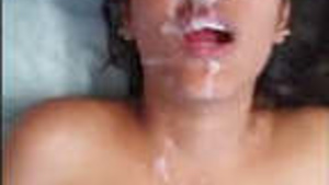 Sexy college girl sucks and swallows guys cum