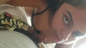 A curvy Canadian college student with big breasts gives a steamy blowjob