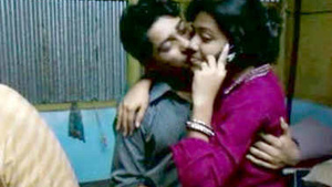Indian couple enjoys a sensual kiss and biprojit play