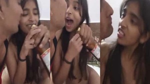 MMC video of an Indian girl drinking a glass of beer naked