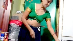Desi Married Auntie Moving Saree Secretly Captured On HiddenCam