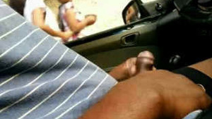 flashing dick in the car in front of the girls