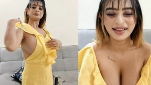 Live Cam Show with Ankita Dave in a Yellow Dress
