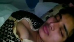 Adorable bhabhi enjoys her ample bosom with her born husband