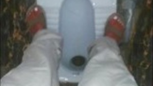 Pee in a Public Toilet indian style on an eco farm anyone can Come inside the door unlocke