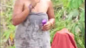 Cheating Village bhabhi showing for lover during outdoor shower