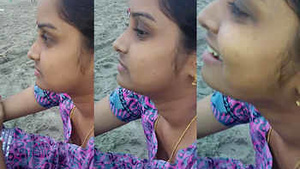 Aunties bra is visible on the beach in a hot desi scene