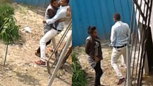 Outdoor quicky foot fuck