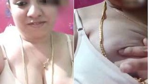 Desi Aunties Sensual Breast Show to Lover on Video Call