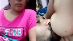 Mature married woman and her husband film themselves in their home