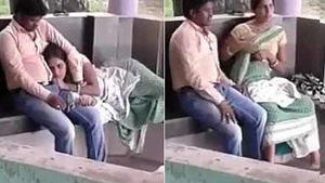 Aunty and her lover indulge in park boob play with BJ