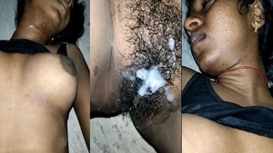 Neighbor gets a close-up view of Tamil wifes hairy pussy