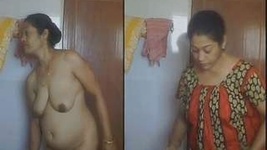 Exclusive Desi wife strips and gets ready to bathe in lingerie