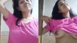 Sri Lankan girl get punishing with big round tits showing her ass for her BF