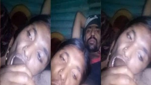 Tribal wife gives a blowjob to her neighbors big cock on camera