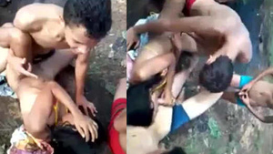 Hot outdoor sex with friends: group recording and hot action