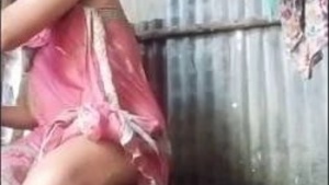 Desi woman outdoor bathtub