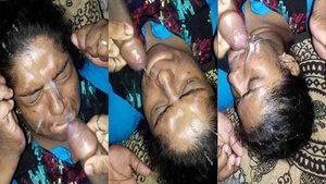 Indian wife receives cumshot on her face in MMS video