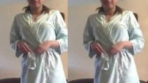 Desi love exposes XXX butt and boobs taking robe and sex underwear off