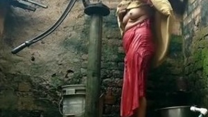 Bhabhi Outside The Bathroom Door