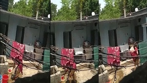 Neighbors voyeuristic video captures outdoor bhabhi washing pussy