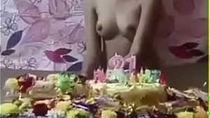 Desi girl strips in front of her boyfriend on his birthday