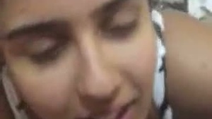 A young Indian girl gives a skilled blowjob and receives cum on his face in this steamy video