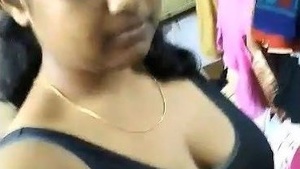 Beautiful South Indian desi girl teasing for her friend