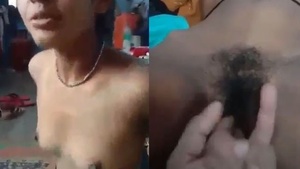 Dehati, the sexy teenage girl, explores her pussy on camera